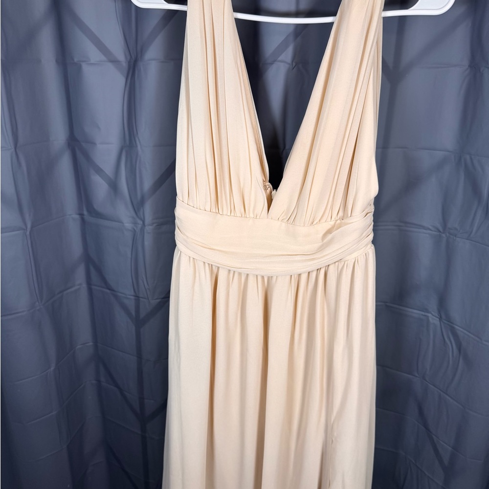 Lulu's Cream Backless Halter Dress